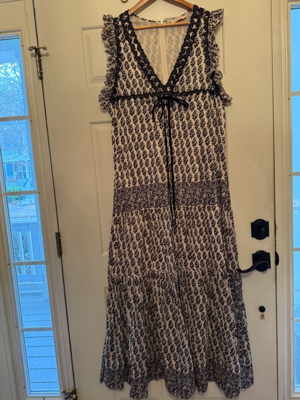 Tory Burch Brown and cream Printed V-Neck Maxi Dress